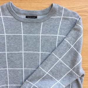 Minimalist grey grid sweater